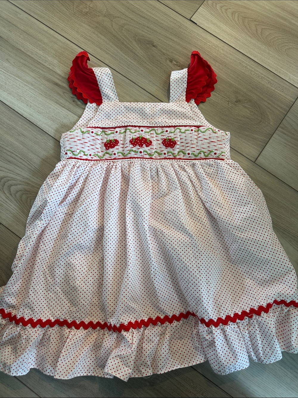 Girls' Red & White Strawberry Sundress